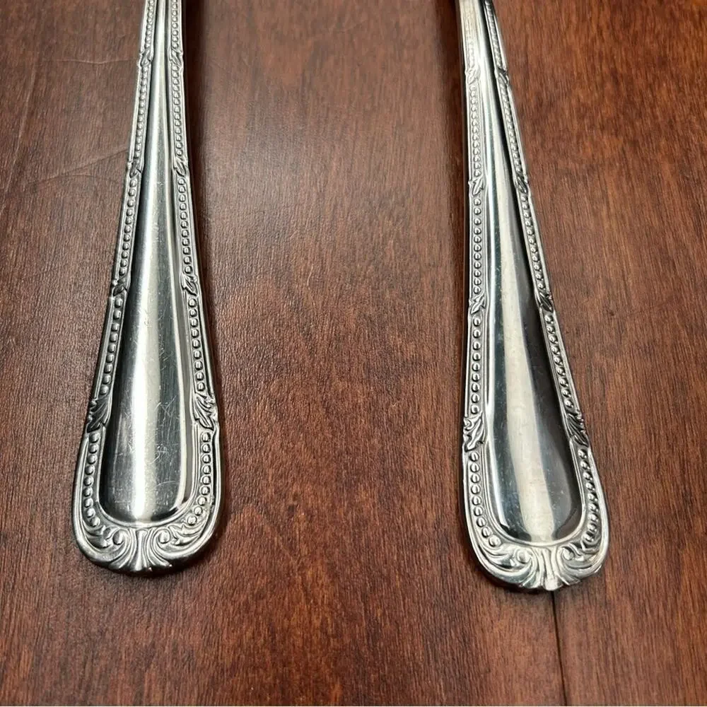 Waterford Russborough Stainless Steel Serving Spoon and Fork Silverware Set